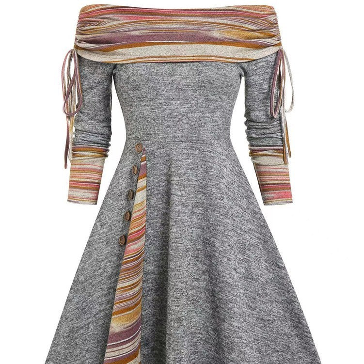 Michelle – Elegant Swing Dress with One Shoulder