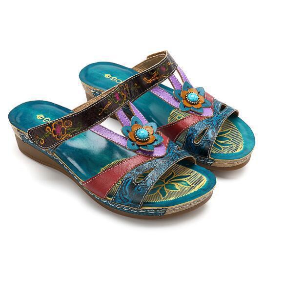 Hayley – Hakken Slippers with Ethnic Flowers for Women