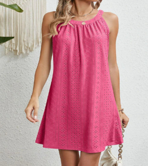 Judith – Sleeveless Dress with Button and Lace