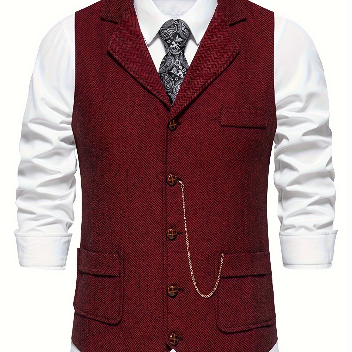 Men's Vest Retro Style Business Chic – Vest with Notched Collar