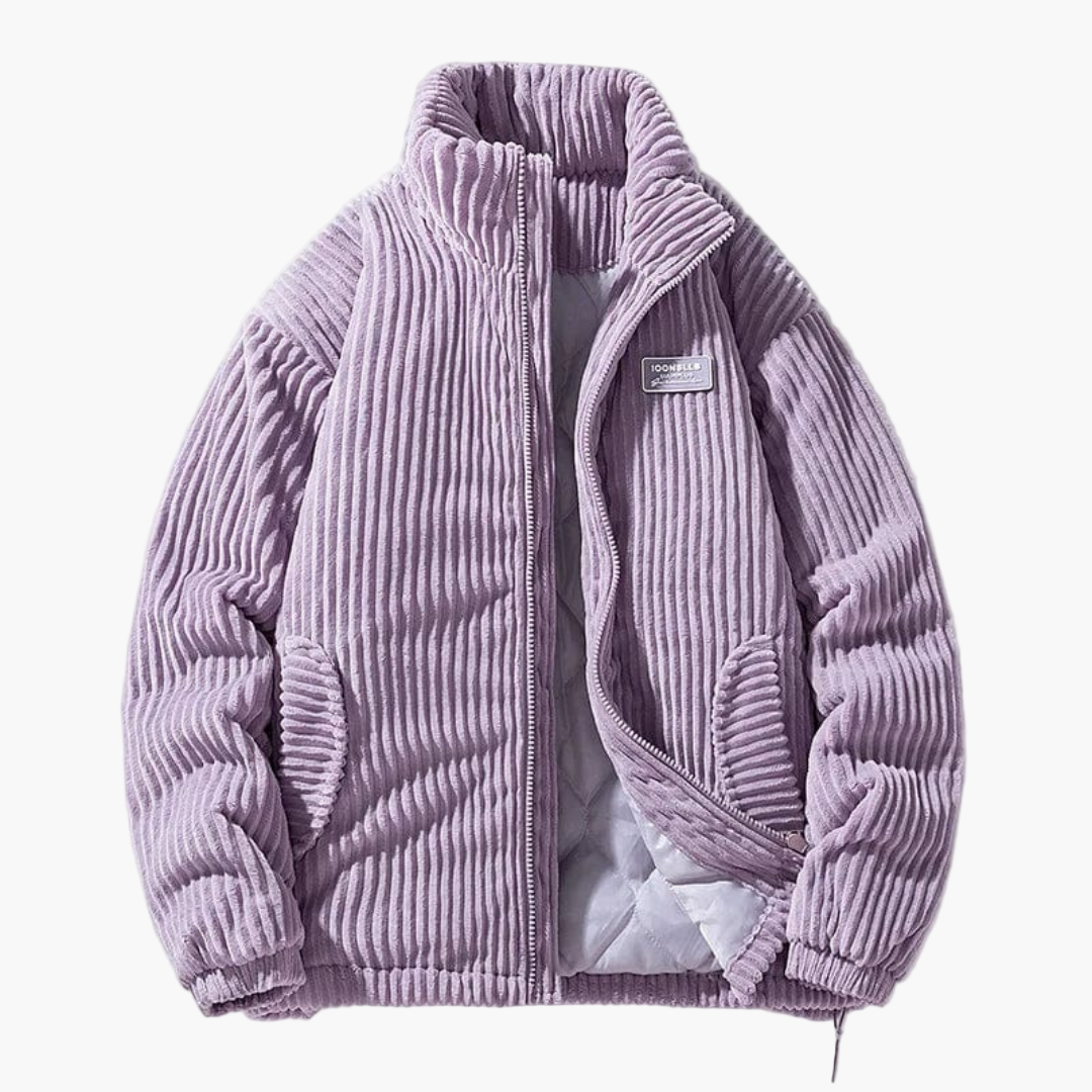 Men's Corduroy Winter Jacket, Casual Ribbed, Comfortable and Warm