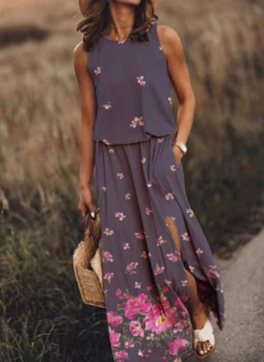 Women's summer dress with slit – maxi dress for beach, party or wedding – elegant boho women's dress in plus sizes