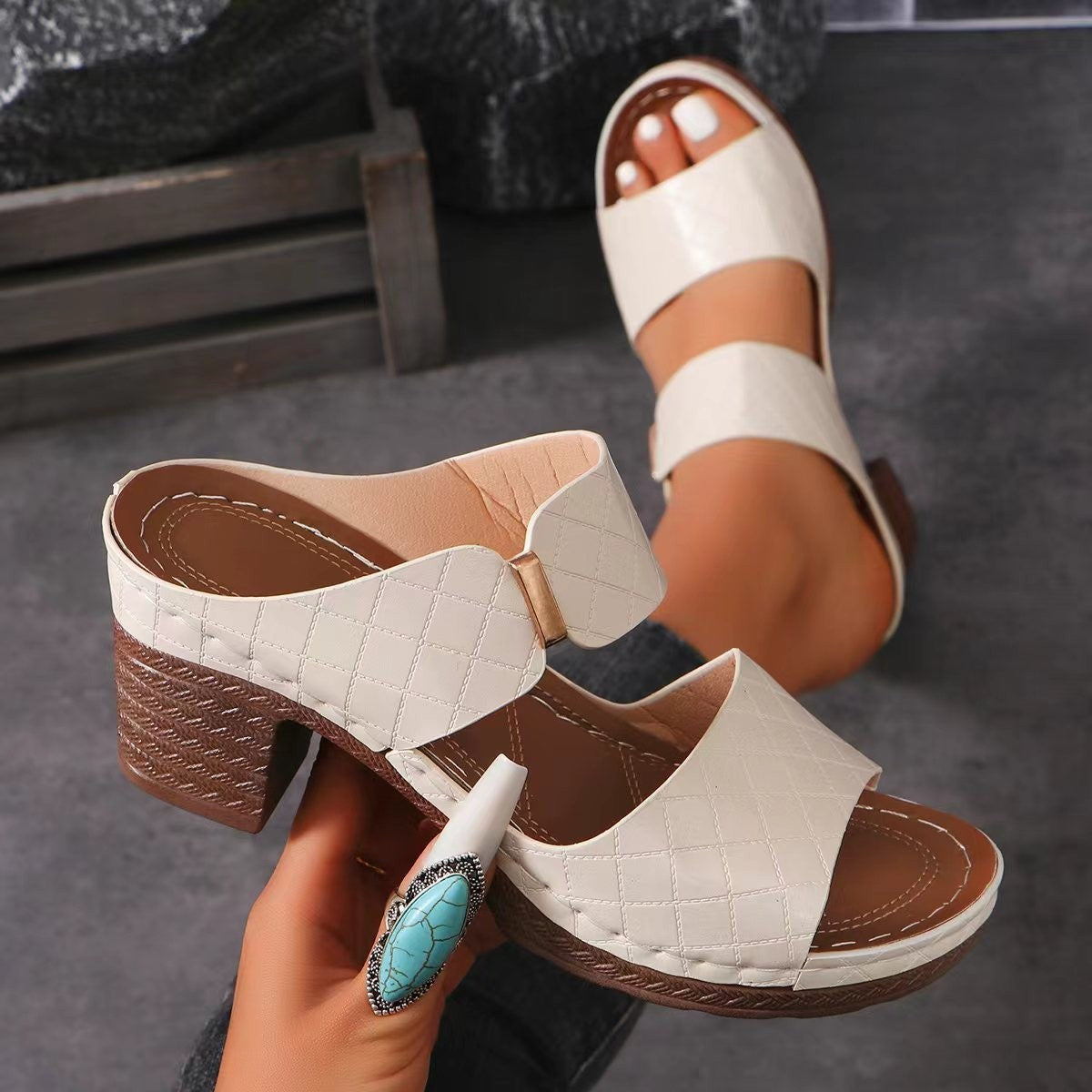 Lauren – Summer Women's Fashion Round Toe Sandals With Heel