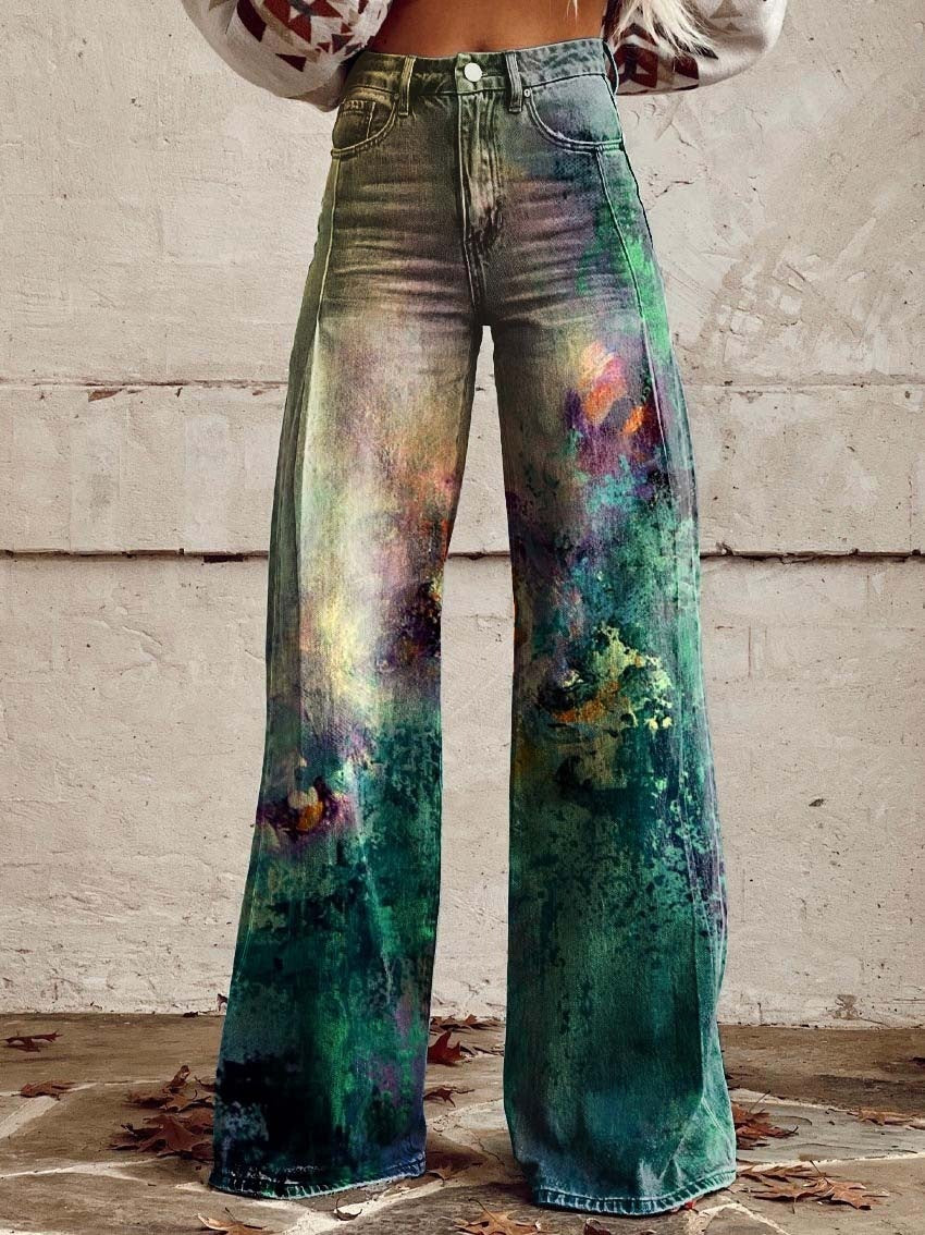 Jenny – Wide Women's Pants with 3D Digital Print