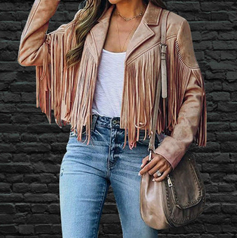 Imogen – Slim-fit Long Sleeve Jacket with Tassels