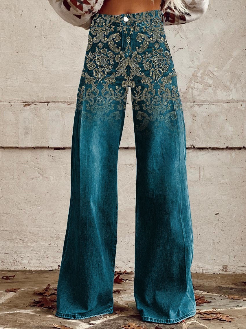 Jenny – Wide Women's Pants with 3D Digital Print