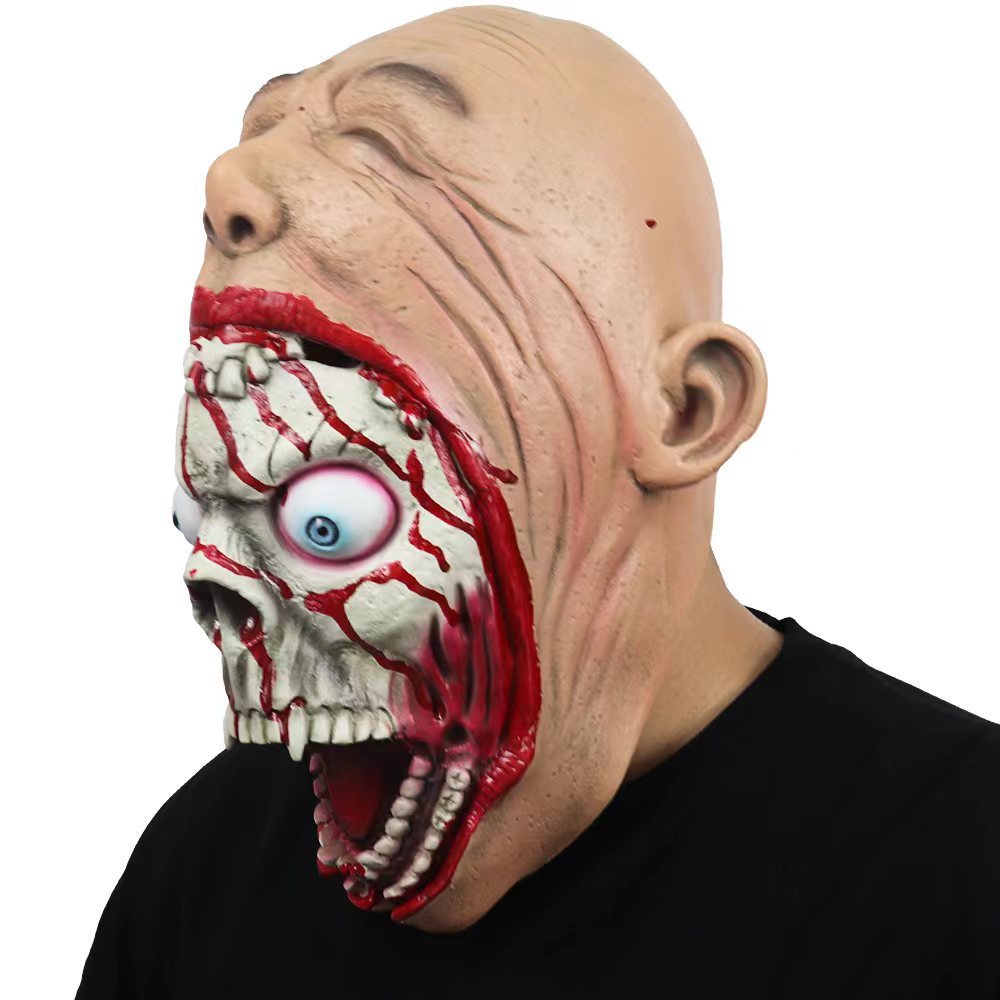 Halloween Latex Mask Large Mouth Horror Adults – Creepy Costume Accessory