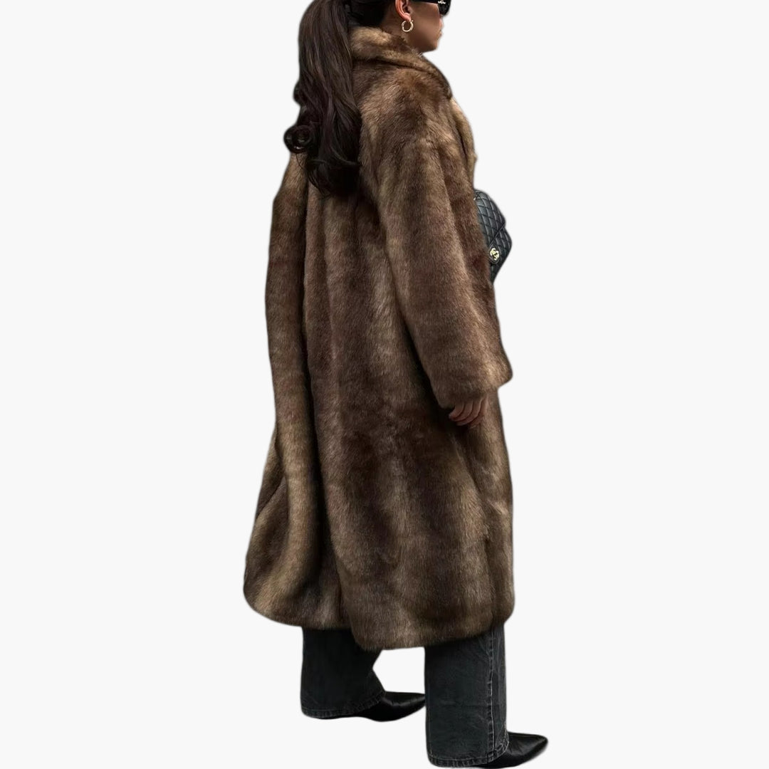 Women's Long Faux Fur Trench Coat – Luxury Winter Jacket for Elegant Looks