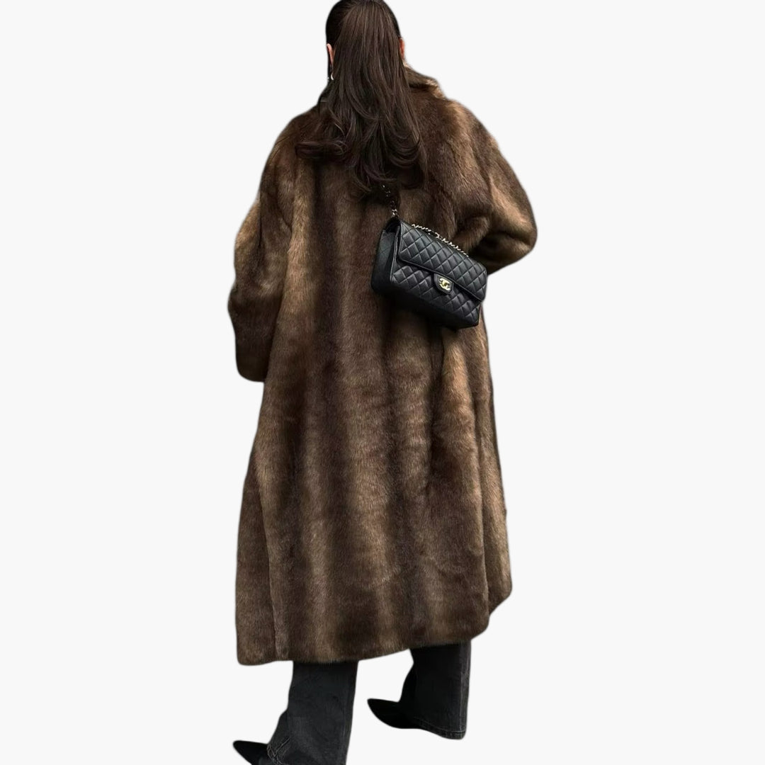 Women's Long Faux Fur Trench Coat – Luxury Winter Jacket for Elegant Looks