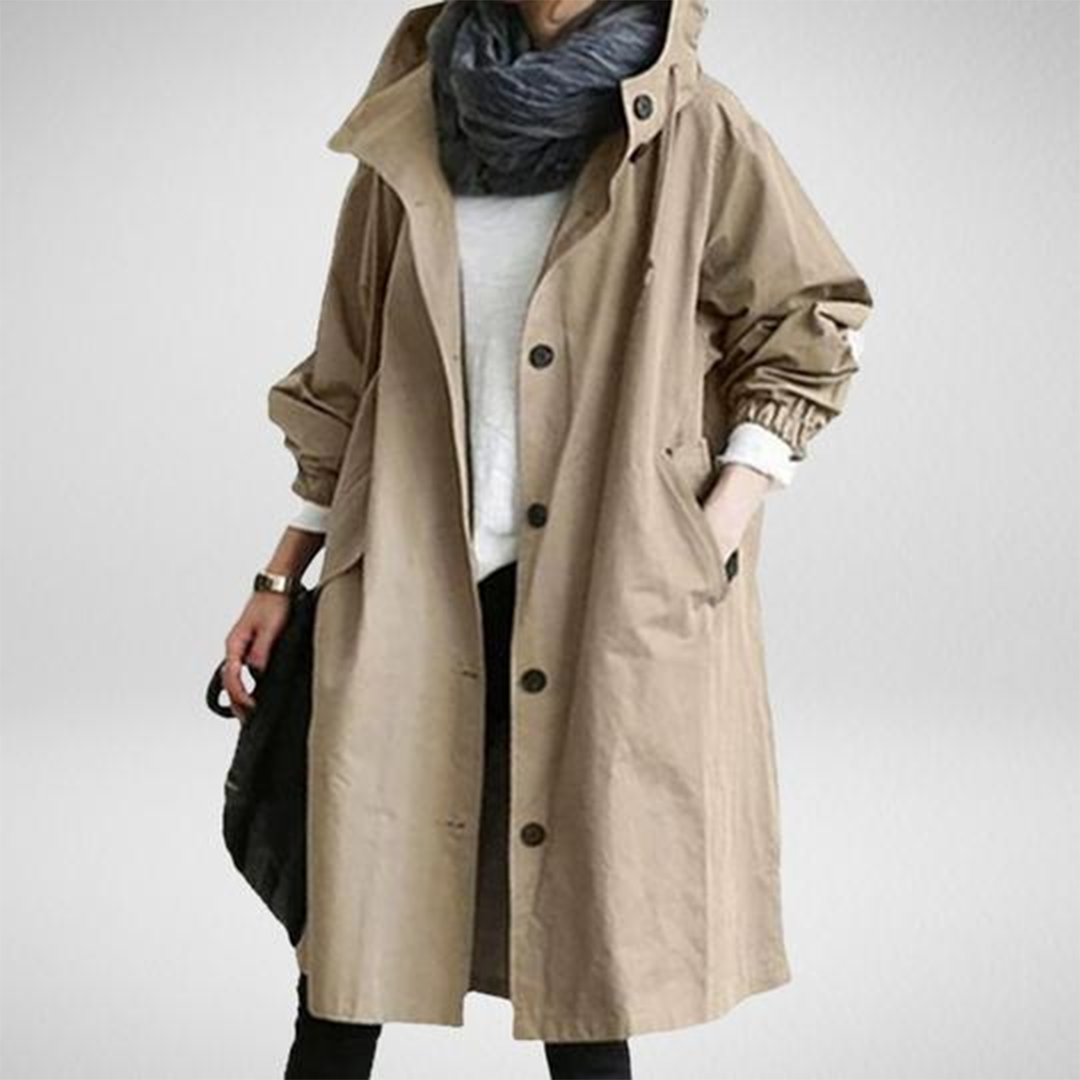 Women's Long Waterproof Raincoat – Fashionable Oversized Parka for Allround Use