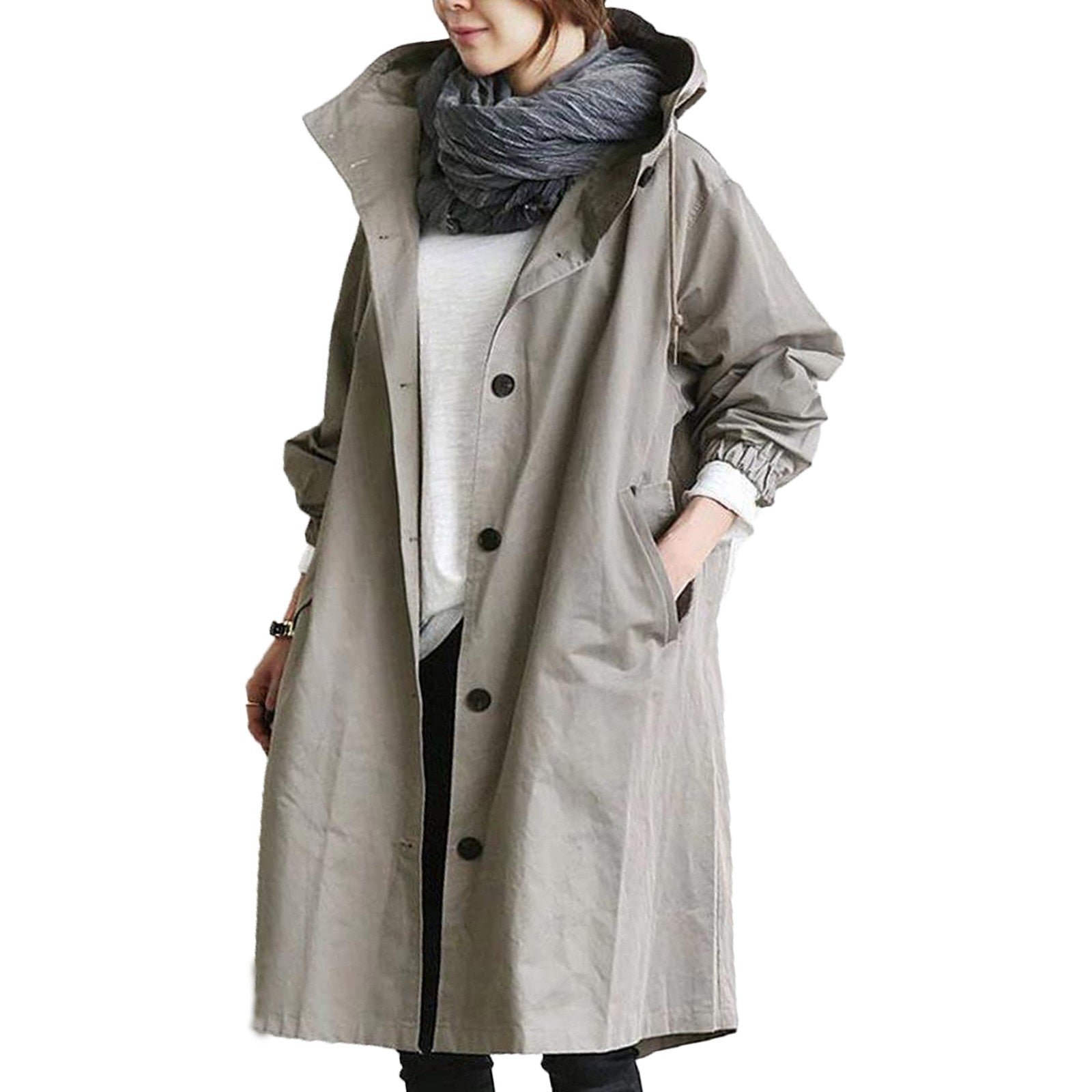 Women's Long Waterproof Raincoat – Fashionable Oversized Parka for Allround Use