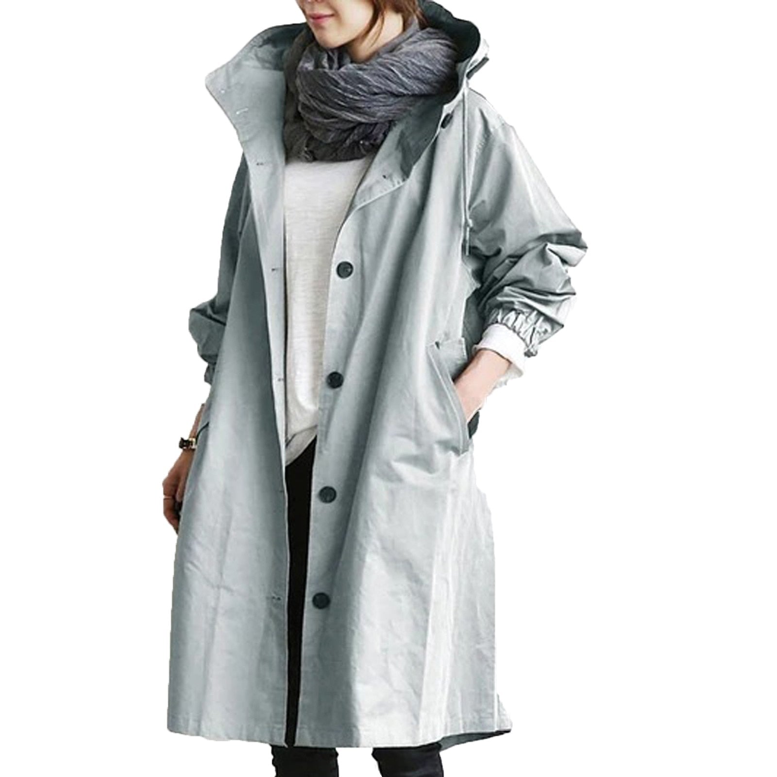 Women's Long Waterproof Raincoat – Fashionable Oversized Parka for Allround Use