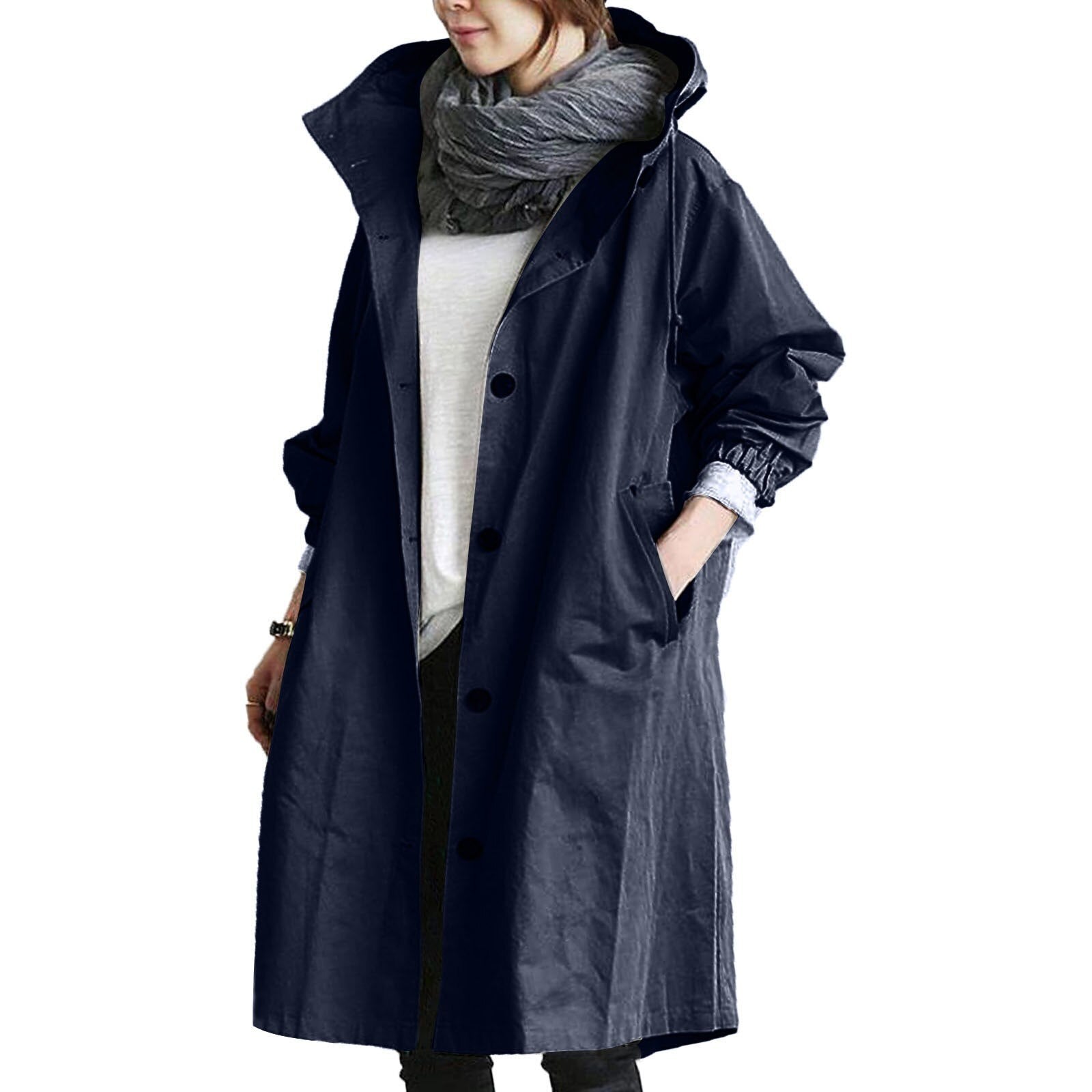 Women's Long Waterproof Raincoat – Fashionable Oversized Parka for Allround Use