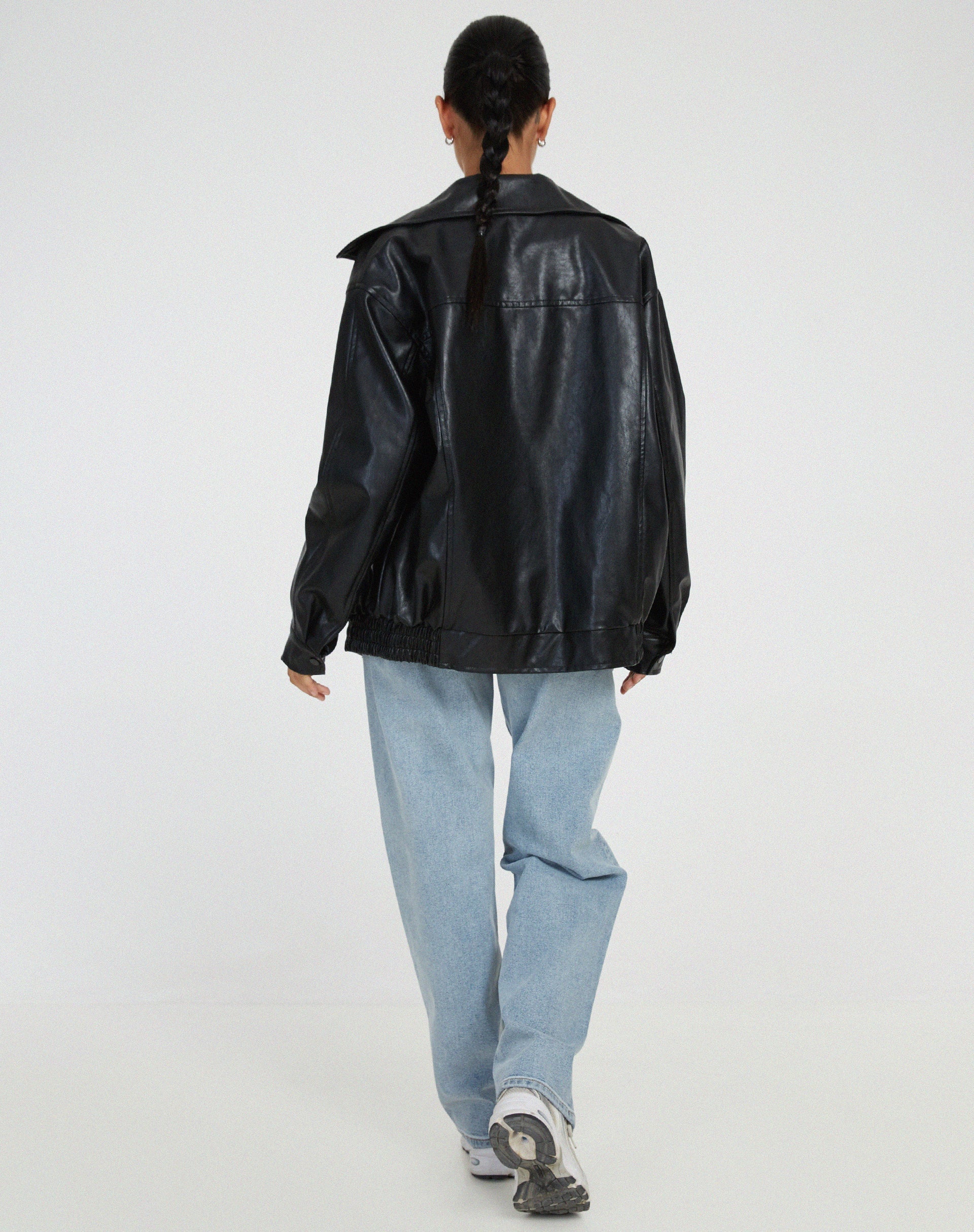 Women's Oversized Leather Jacket – Fashionable Streetstyle Jacket for Casual and Evening Looks