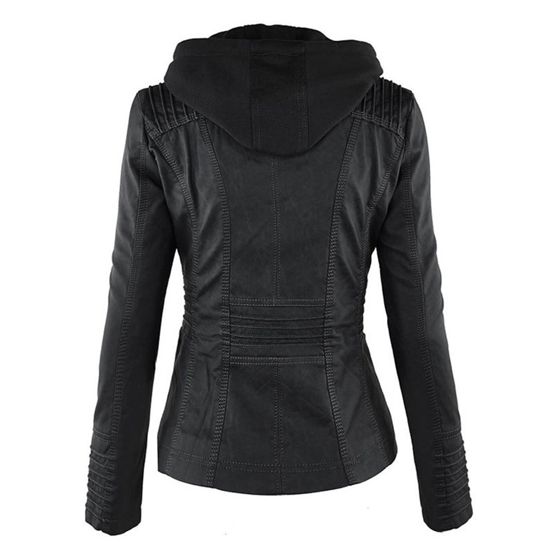 Women's Leather Jacket With Hood – Fashionable Water-Repellent Jacket For Every Occasion