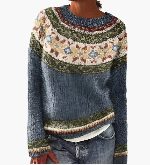 Dames Retro Stijl Gebreide Trui voor Herfst – Comfortabele Vintage Look