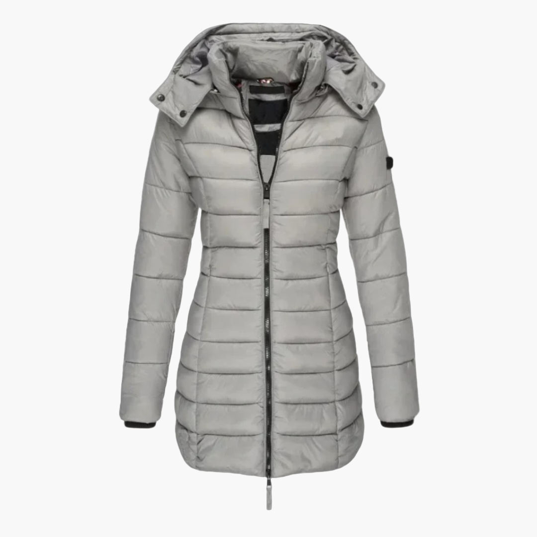 Women's Padded Winter Coat – Elegant Long Coat for Cold Days and Daily Use