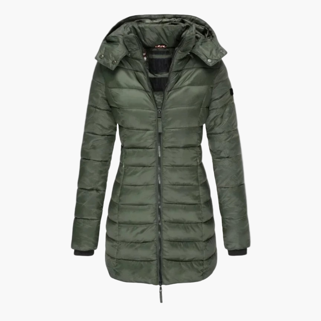 Women's Padded Winter Coat – Elegant Long Coat for Cold Days and Daily Use