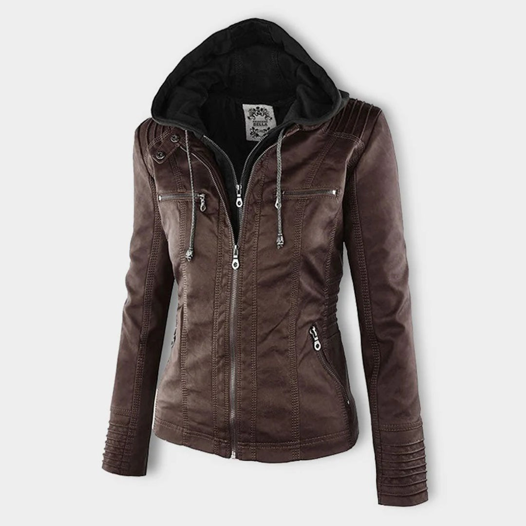 Women's Leather Jacket With Hood – Fashionable Water-Repellent Jacket For Every Occasion