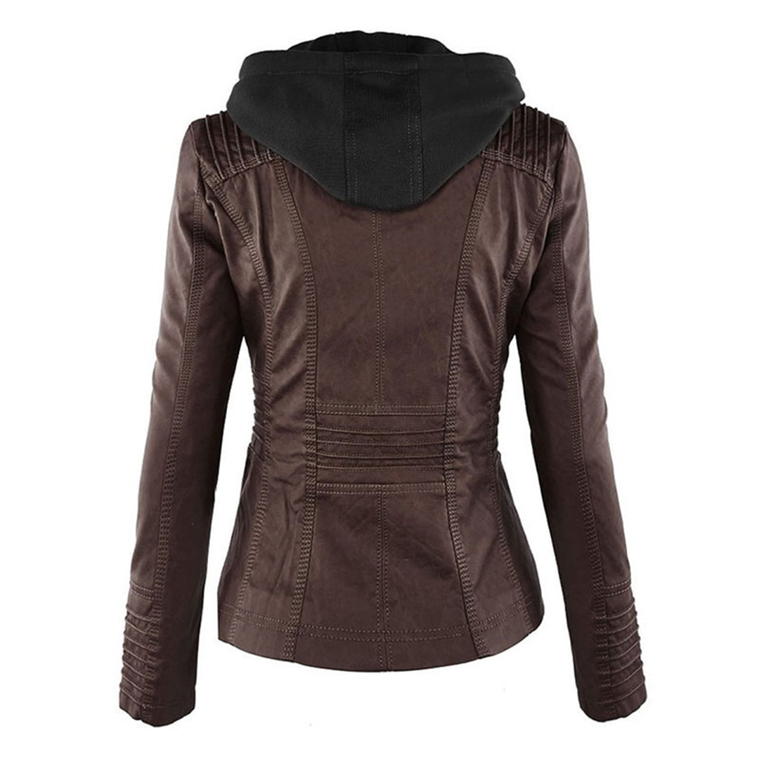 Women's Leather Jacket With Hood – Fashionable Water-Repellent Jacket For Every Occasion