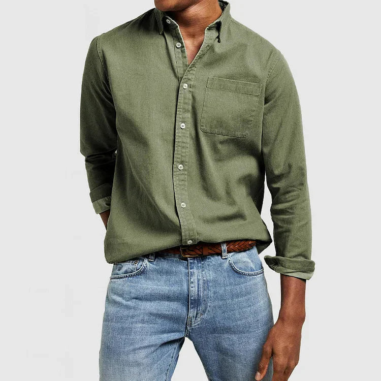 Men's casual shirt – long sleeve with chest pocket for work and weekend