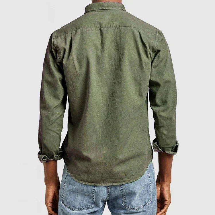 Men's casual shirt – long sleeve with chest pocket for work and weekend