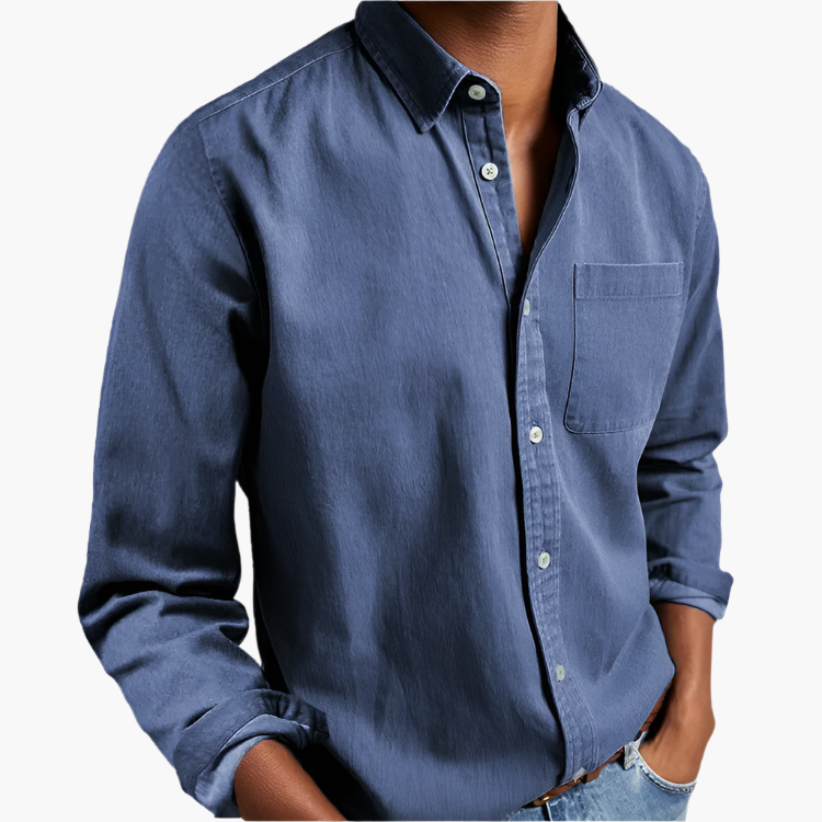 Men's casual shirt – long sleeve with chest pocket for work and weekend