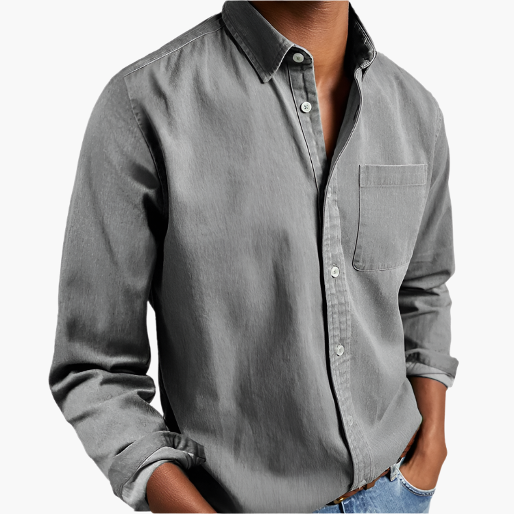Men's casual shirt – long sleeve with chest pocket for work and weekend