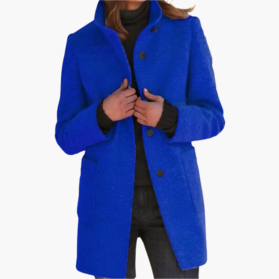 Ladies Elegant Coat with Stand-up Collar – Stylish Mid-season Jacket for Every Occasion