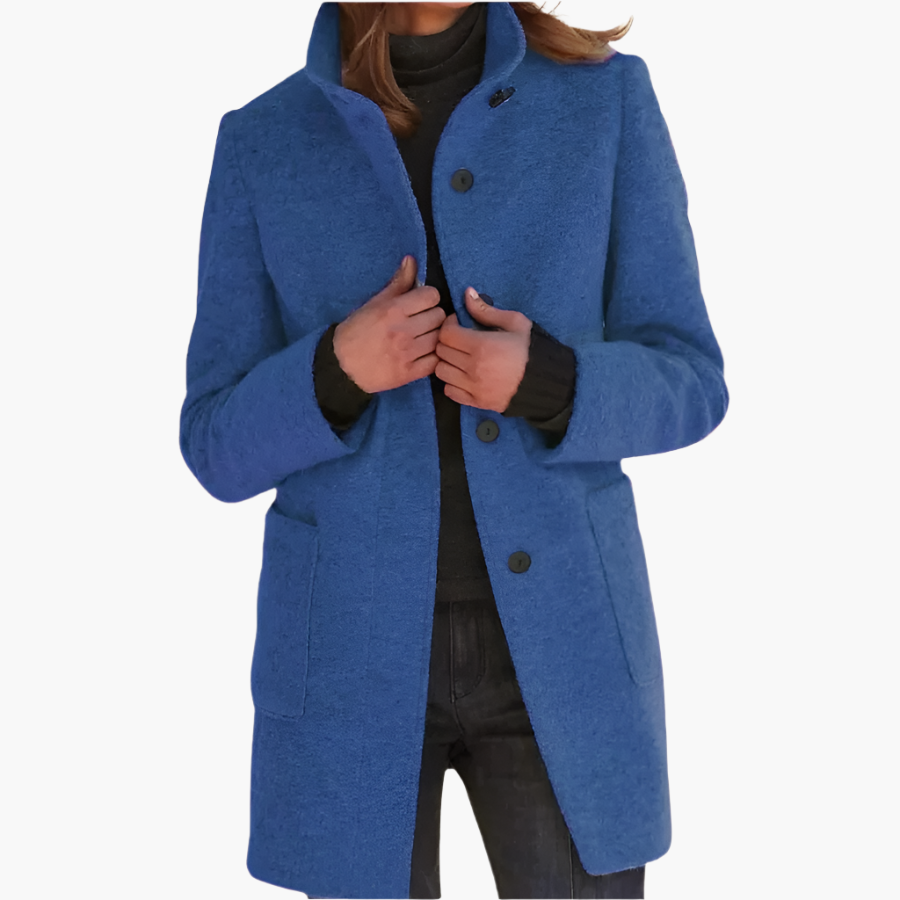 Ladies Elegant Coat with Stand-up Collar – Stylish Mid-season Jacket for Every Occasion