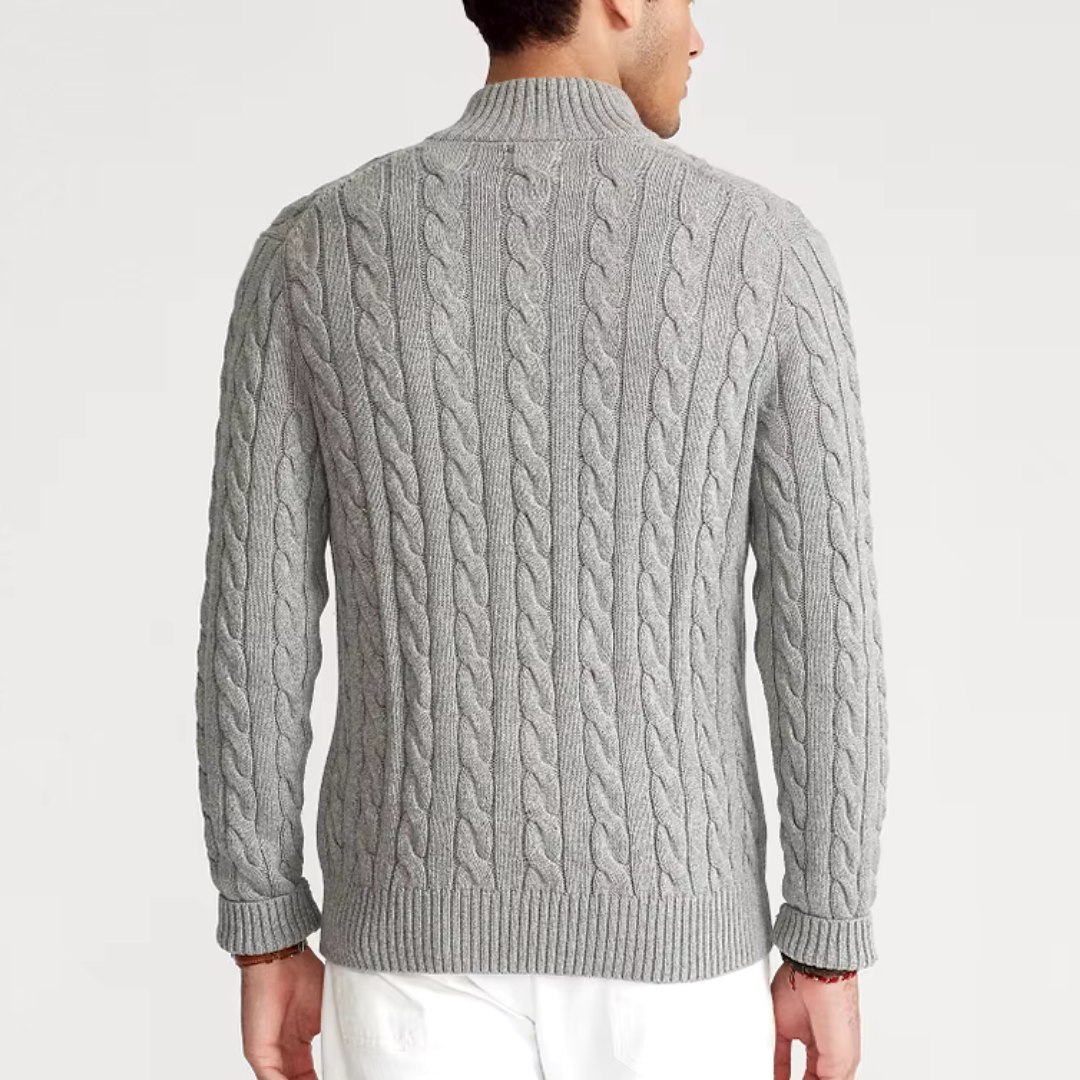 Men's Half-Zip Cable Sweater – Luxury Classic Style for Comfort and Elegance