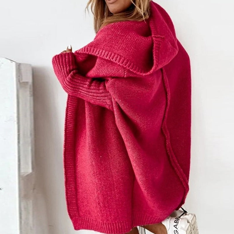 Women's Knitted Oversized Cardigan with Hood – Comfortable and Stylish Choice for Autumn