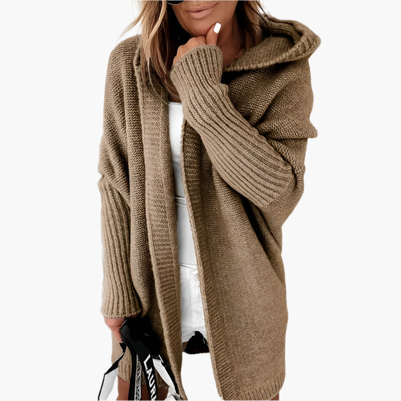Women's Knitted Oversized Cardigan with Hood – Comfortable and Stylish Choice for Autumn