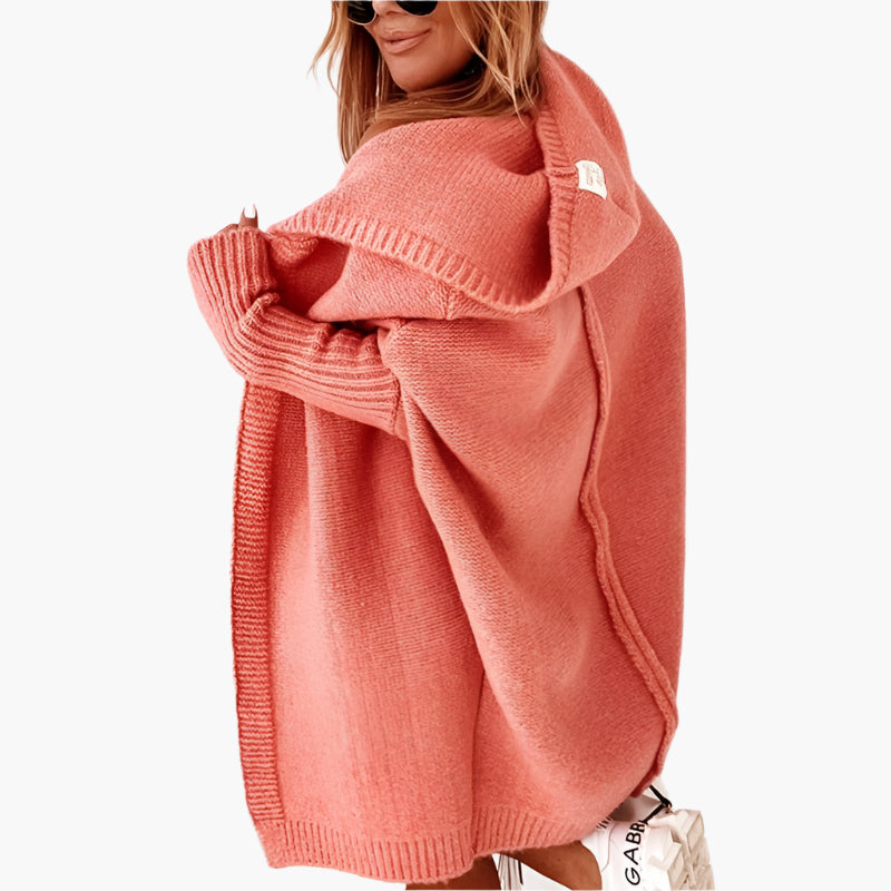 Women's Knitted Oversized Cardigan with Hood – Comfortable and Stylish Choice for Autumn