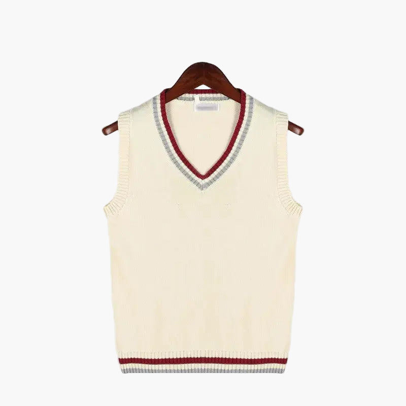 Men's Knitted Sleeveless Sweater Old Money Style – Preppy V-neck Sweater Vest