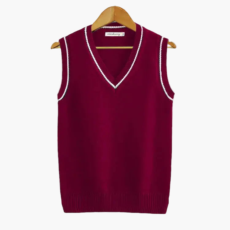 Men's Knitted Sleeveless Sweater Old Money Style – Preppy V-neck Sweater Vest
