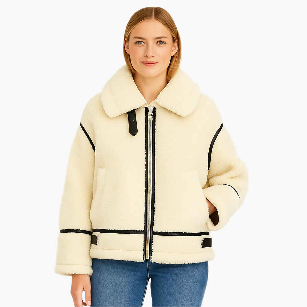 Women's Winter Jacket Teddy Bomber Style – Fashionable Warm Outdoor Jacket for Casual and Business Occasions