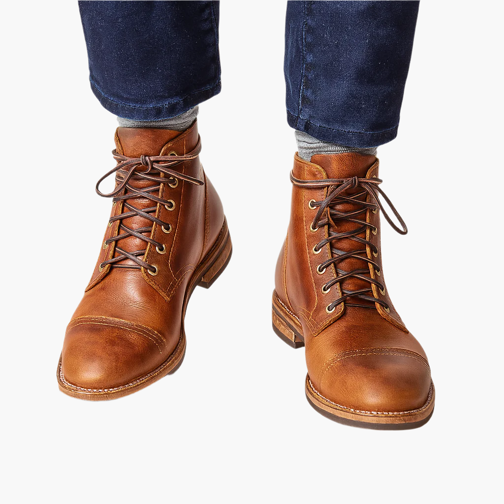 Heren Leren Veterboots Stijlvol en Comfortabel – Ideaal voor Dagelijks en Formeel Gebruik