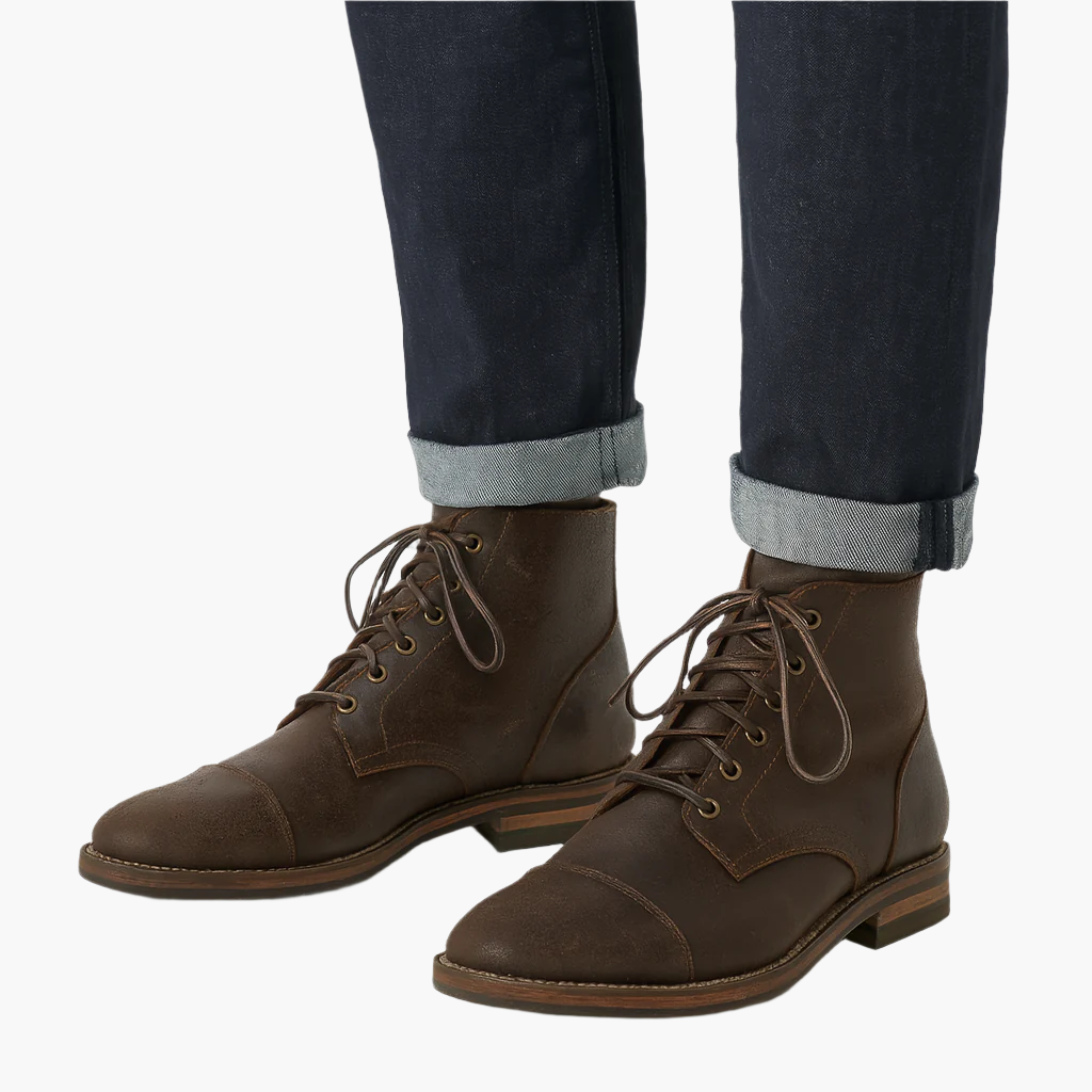 Heren Leren Veterboots Stijlvol en Comfortabel – Ideaal voor Dagelijks en Formeel Gebruik