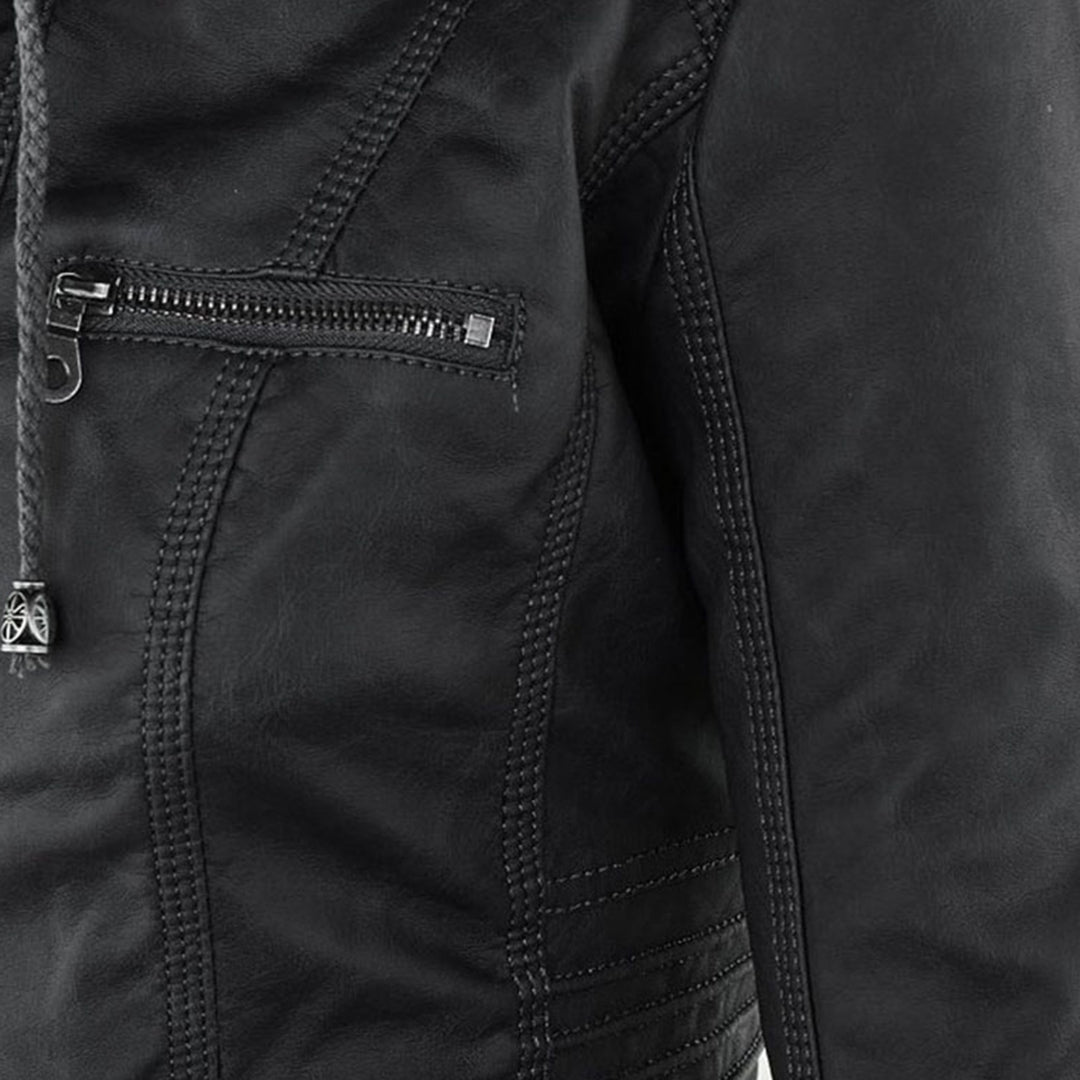 Women's Leather Jacket With Hood – Fashionable Water-Repellent Jacket For Every Occasion