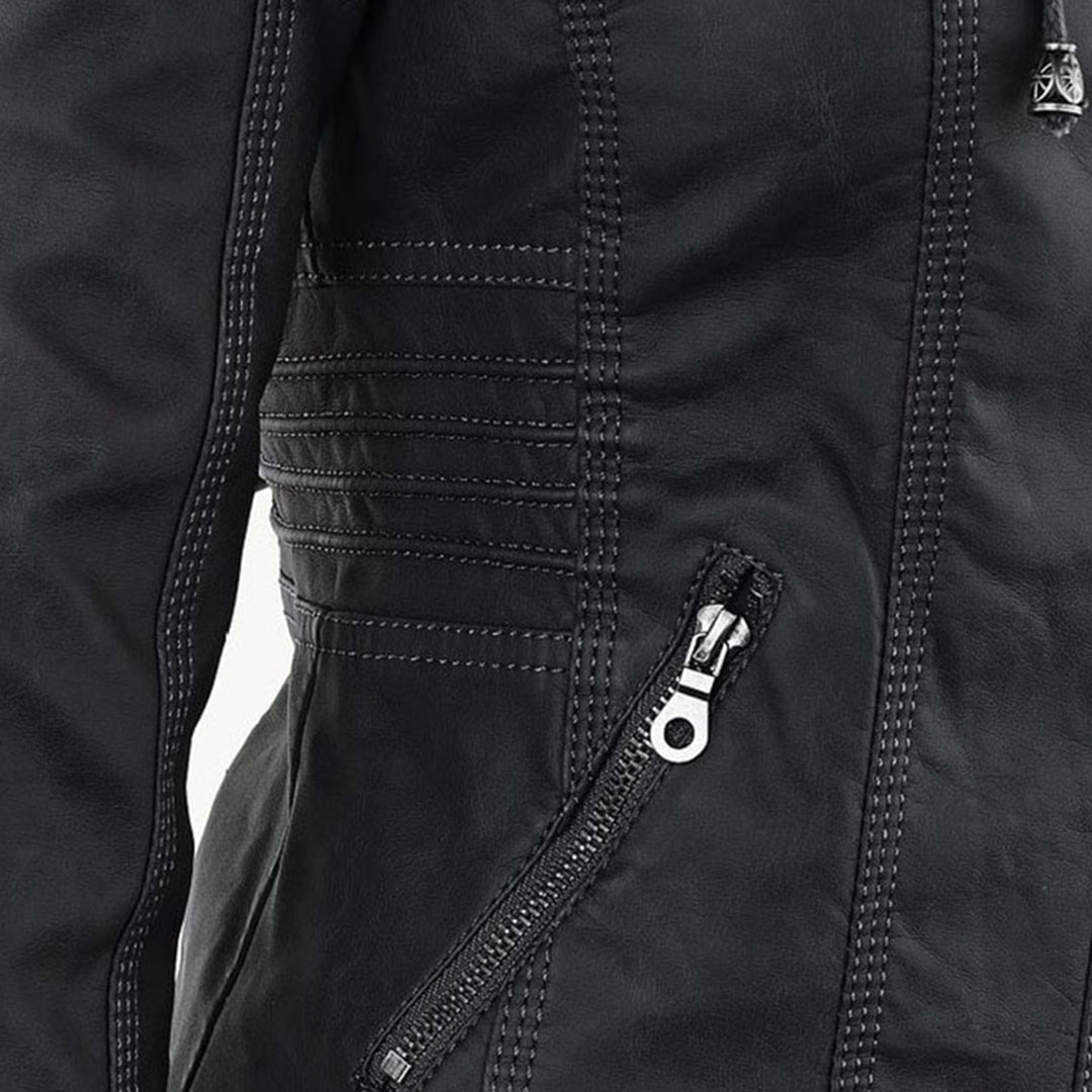 Women's Leather Jacket With Hood – Fashionable Water-Repellent Jacket For Every Occasion