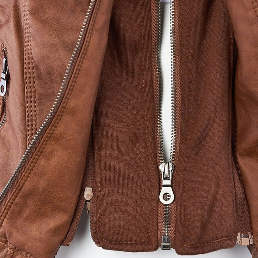 Women's Leather Jacket With Hood – Fashionable Water-Repellent Jacket For Every Occasion