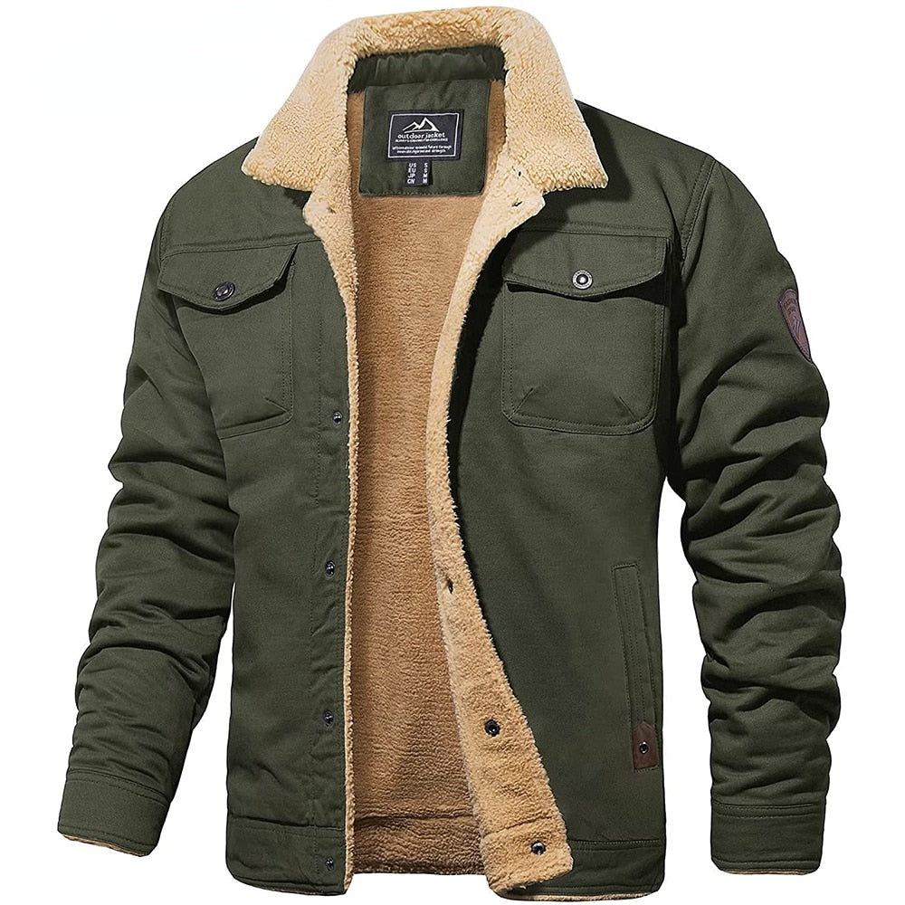 Heren Winter Bomberjack Vintage Stijl – Warme Outdoor Jas met Fleecevoering
