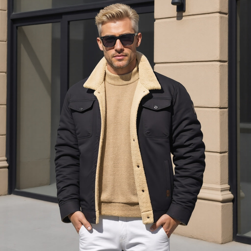 Heren Winter Bomberjack Vintage Stijl – Warme Outdoor Jas met Fleecevoering