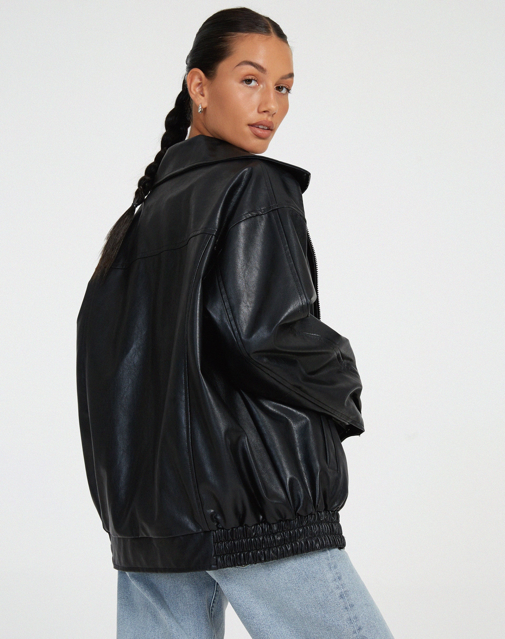 Women's Oversized Leather Jacket – Fashionable Streetstyle Jacket for Casual and Evening Looks
