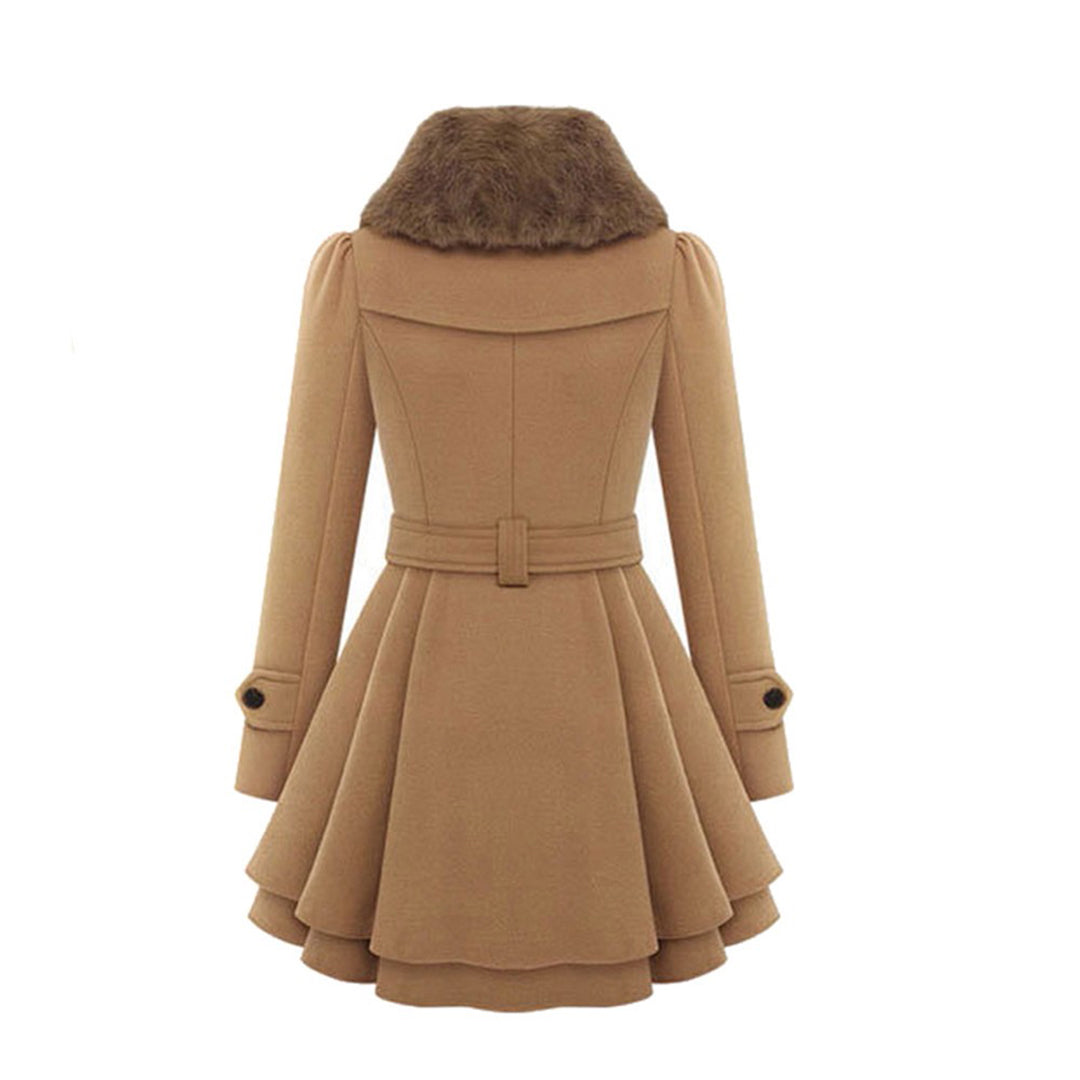 Women's Winter Coat with Fur Collar – Elegant Tailored Long Coat for Stylish Winter Outfits