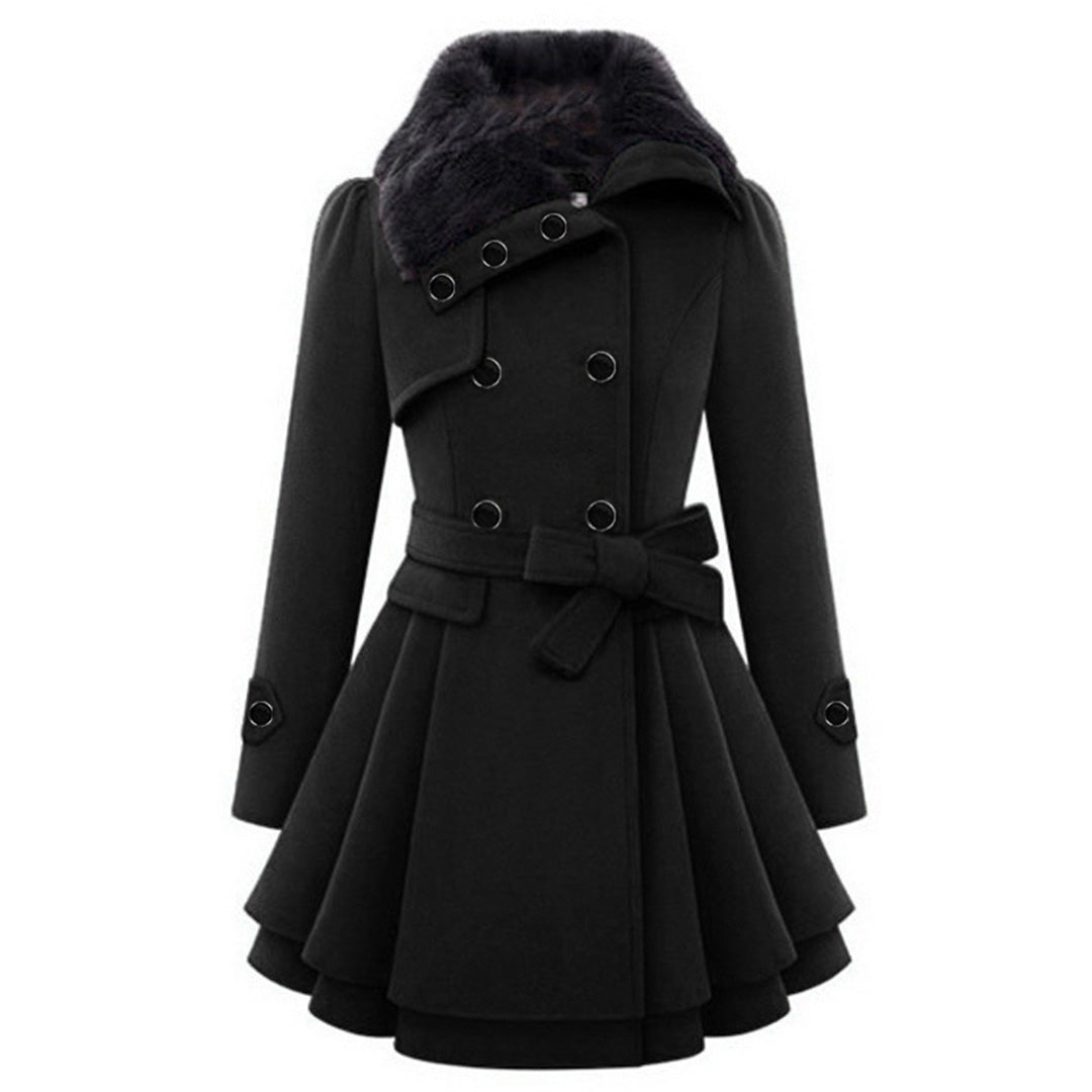 Women's Winter Coat with Fur Collar – Elegant Tailored Long Coat for Stylish Winter Outfits