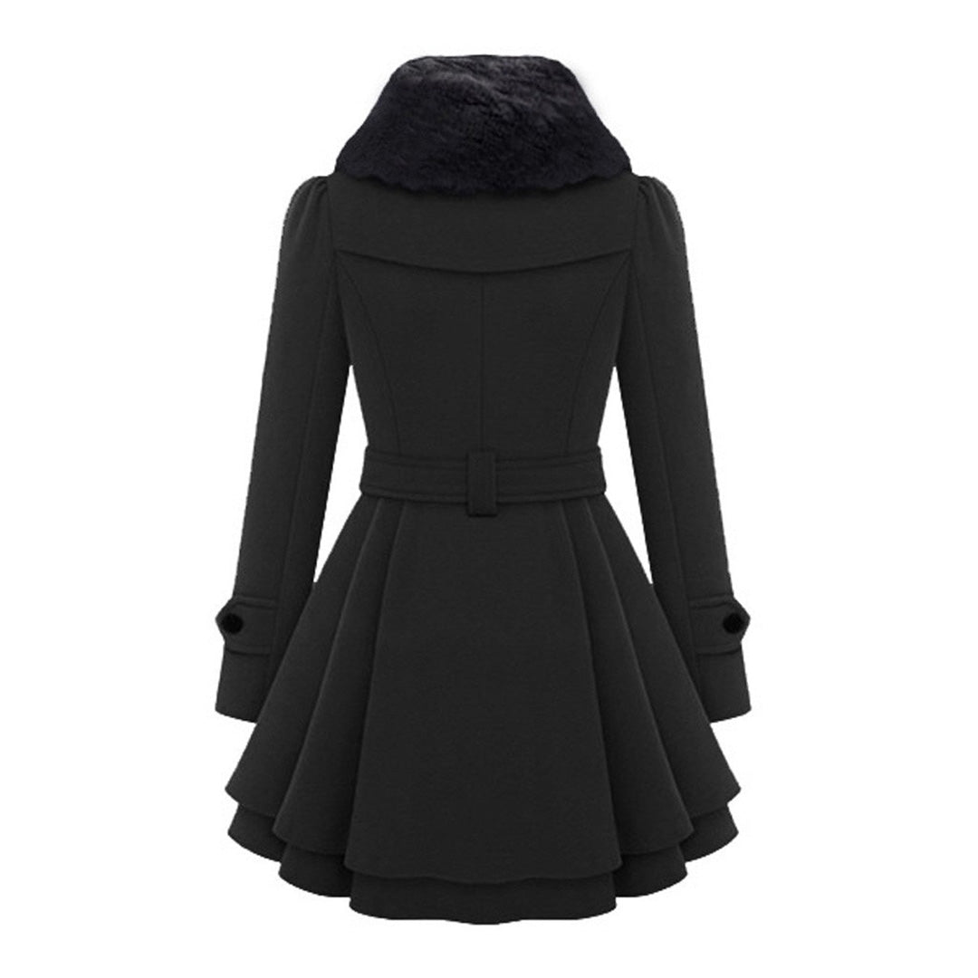 Women's Winter Coat with Fur Collar – Elegant Tailored Long Coat for Stylish Winter Outfits