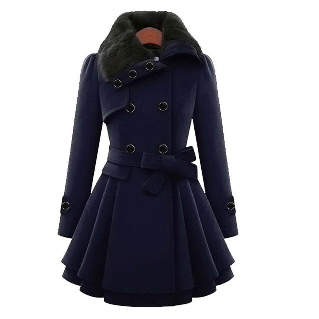 Women's Winter Coat with Fur Collar – Elegant Tailored Long Coat for Stylish Winter Outfits