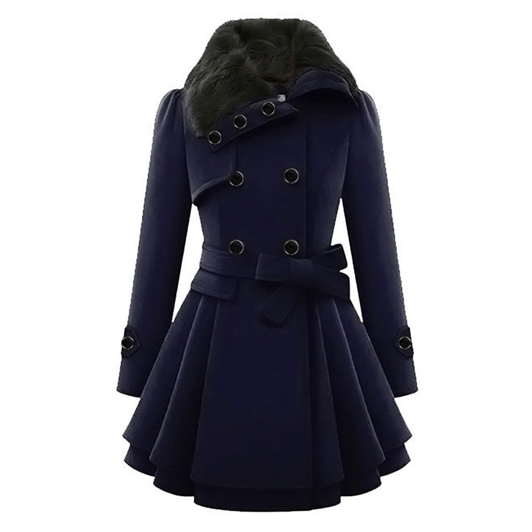 Women's Winter Coat with Fur Collar – Elegant Tailored Long Coat for Stylish Winter Outfits